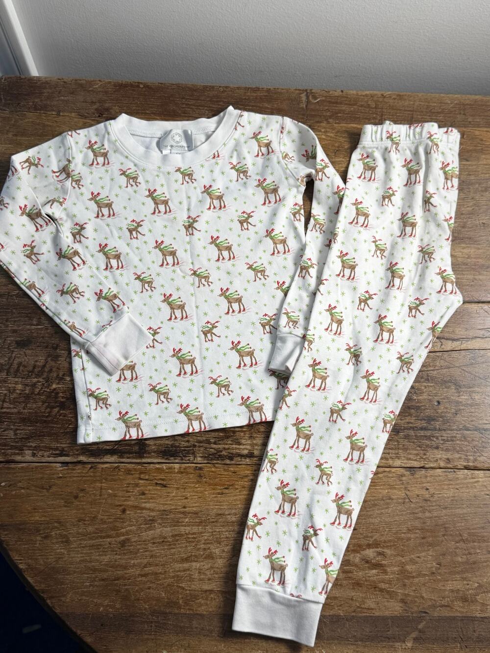 The Proper Peony Reindeer Pima Cotton Pajamas size 4/4T